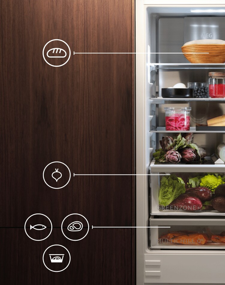 Open Fridge Freezer with food