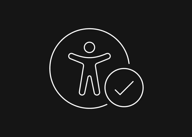 Person i cirkel med bockmarkering